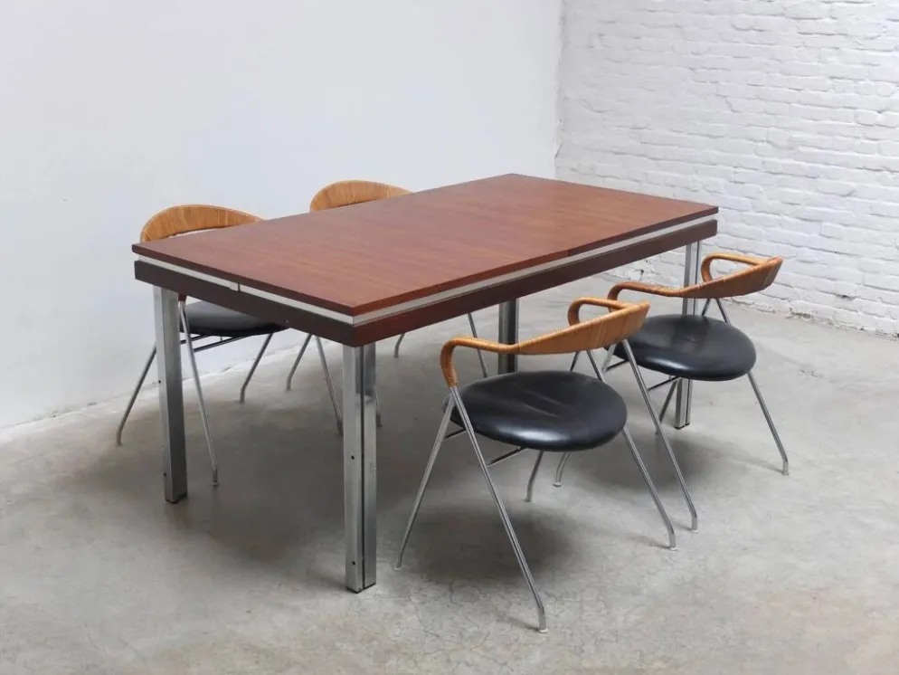 Table à manger extensible par Roger De Winter pour E.M.Y., années 1960.