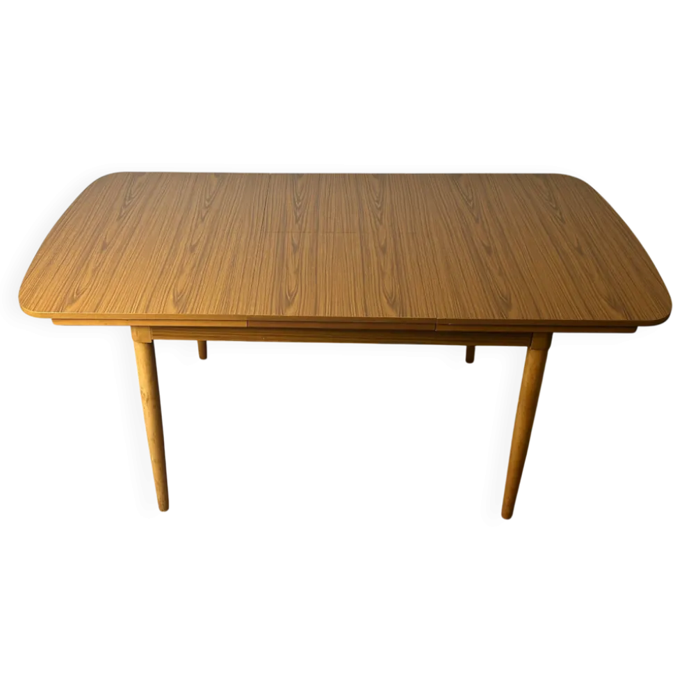 Table à manger extensible Schreiber Mid Century en Formica avec pieds en hêtre des années 1960-70.