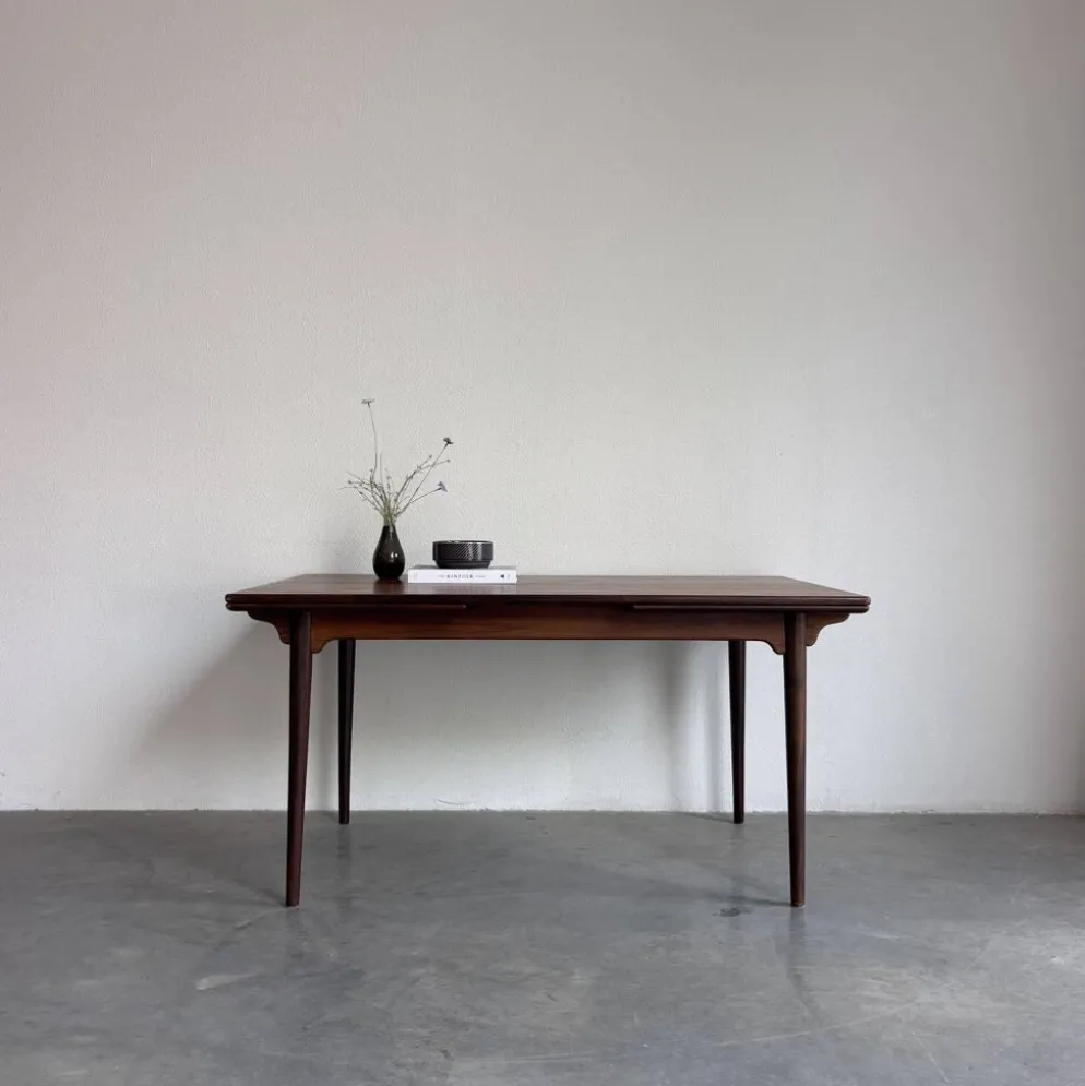 Table à manger extensible vintage en palissandre Omann Jun