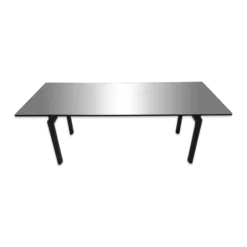 Table à manger LC6 en noir italien par Le Corbusier, années 1980.