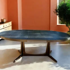 Table à manger ovale extensible dans le goût de baumann — noir ébonisé — vi