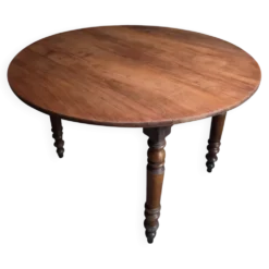 Table à manger pliante ancienne en merisier et noyer, France 1870–1900