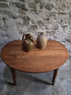 Table à manger pliante ancienne en merisier et noyer, France 1870–1900