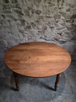 Table à manger pliante ancienne en merisier et noyer, France 1870–1900