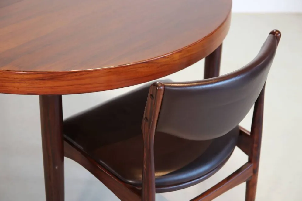 Table à manger ronde en palissandre par Kai Kristiansen pour SVA Mobler