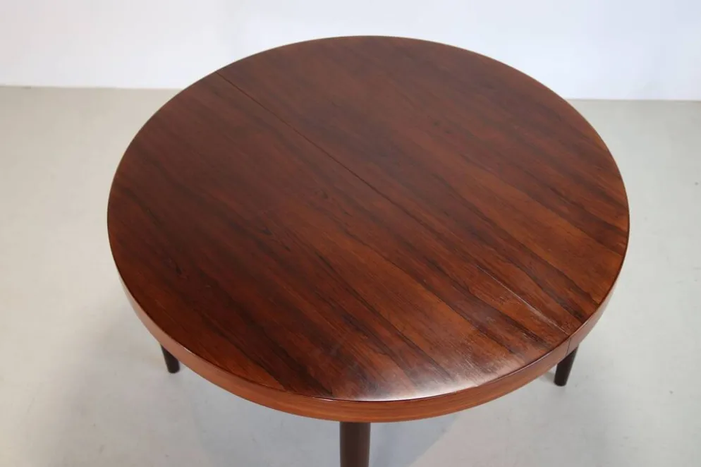 Table à manger ronde en palissandre par Kai Kristiansen pour SVA Mobler