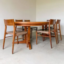 Table à manger ronde en teck Silkeborg avec extensions
