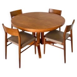 Table à manger ronde en teck Silkeborg avec extensions