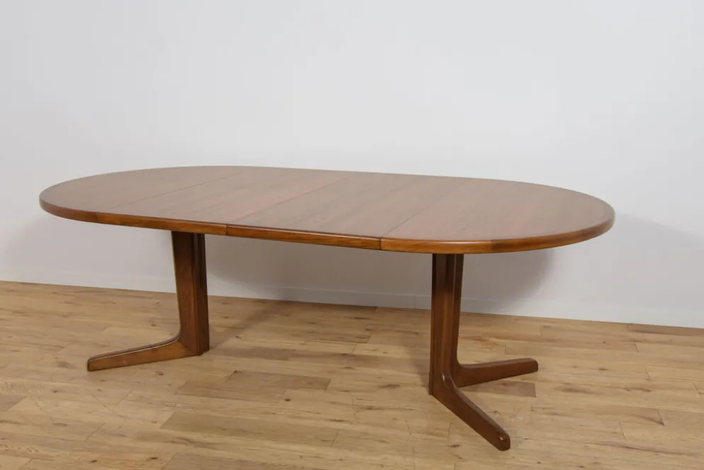 Table à manger ronde extensible en teck du milieu du siècle, Danemark, années 1960