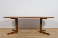 Table à manger ronde extensible en teck du milieu du siècle, Danemark, années 1960