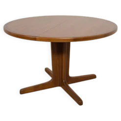 Table à manger ronde extensible en teck du milieu du siècle, Danemark, années 1960