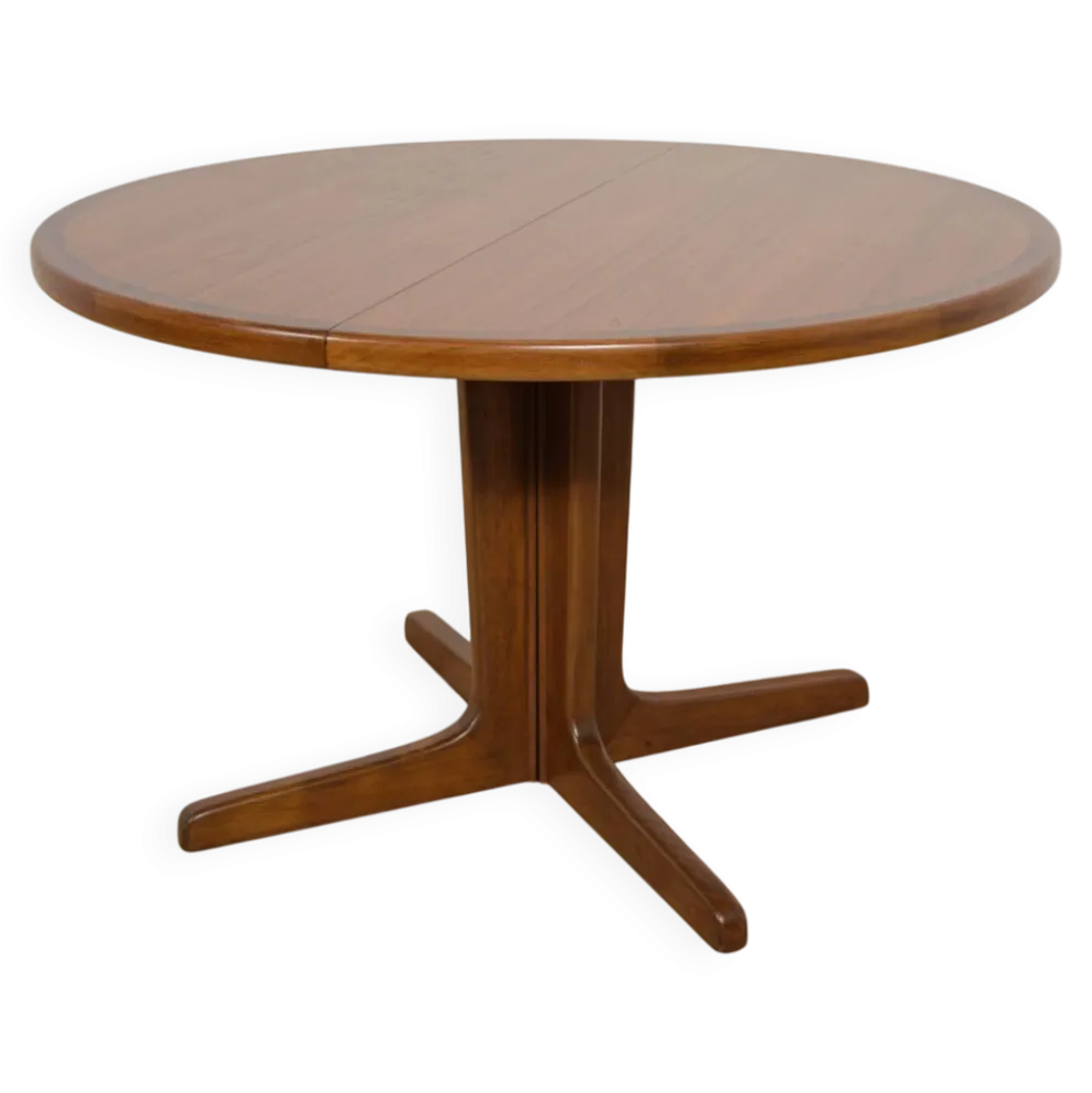 Table à manger ronde extensible en teck du milieu du siècle, Danemark, années 1960