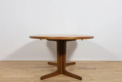 Table à manger ronde extensible en teck du milieu du siècle, Danemark, années 1960