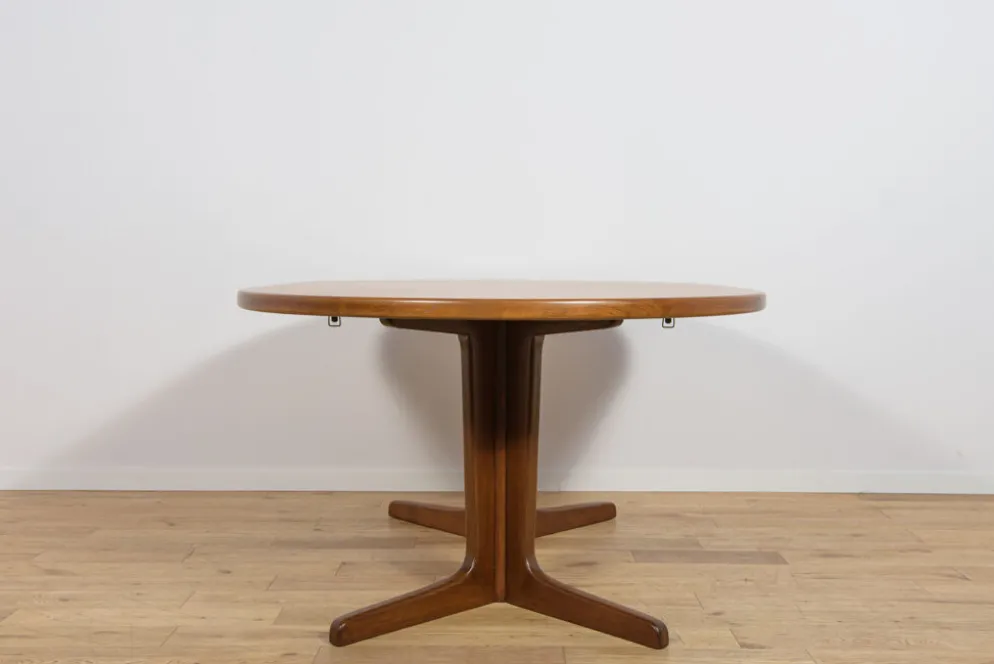 Table à manger ronde extensible en teck du milieu du siècle, Danemark, années 1960