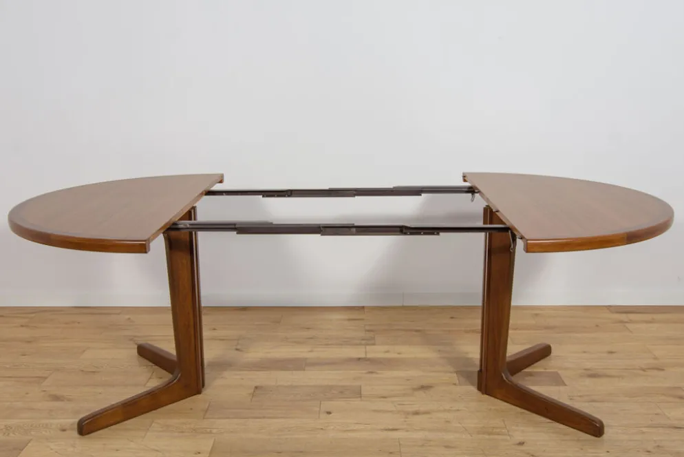 Table à manger ronde extensible en teck du milieu du siècle, Danemark, années 1960