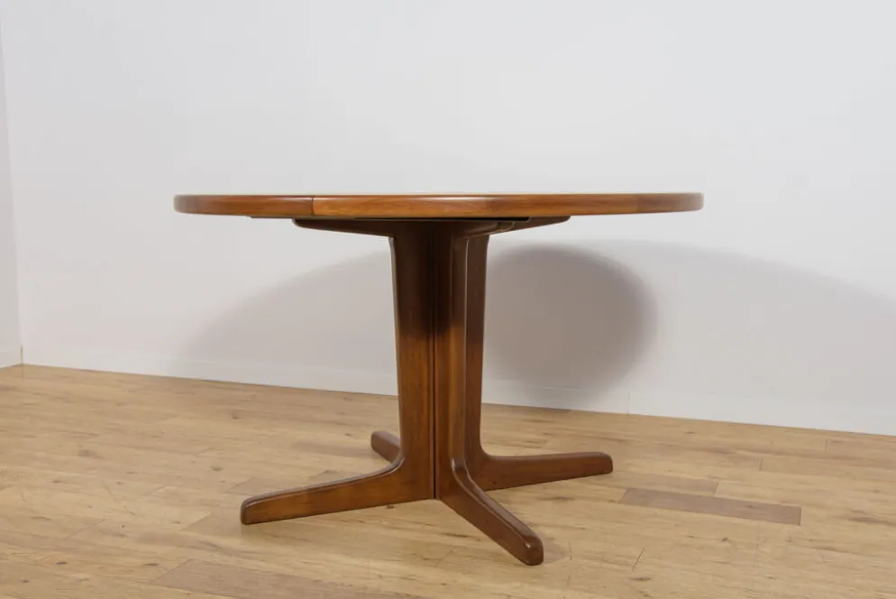 Table à manger ronde extensible en teck du milieu du siècle, Danemark, années 1960