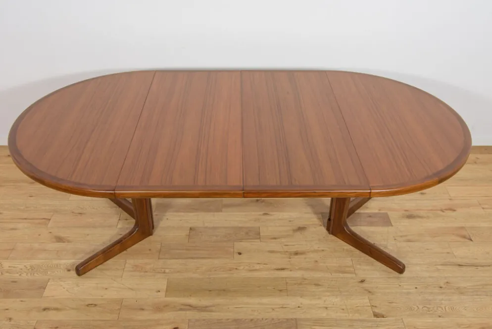 Table à manger ronde extensible en teck du milieu du siècle, Danemark, années 1960
