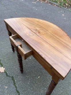 Table à manger ronde extensible par abattant console du 19ème