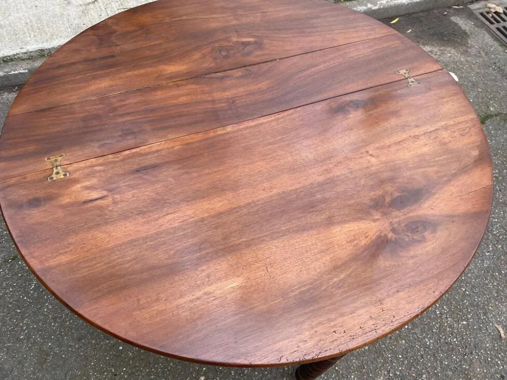 Table à manger ronde extensible par abattant console du 19ème