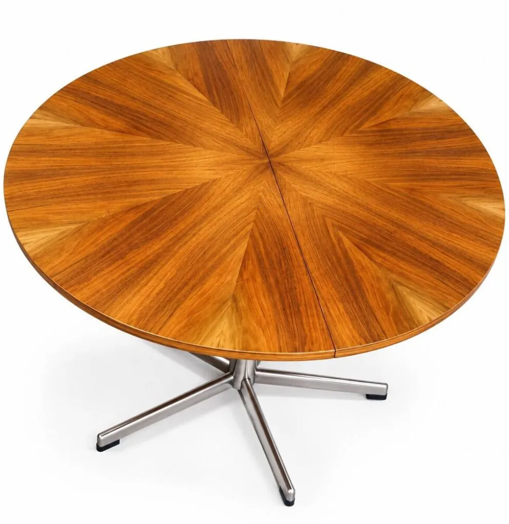 Table à manger ronde extensible par EMU, Italie, années 1960.