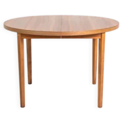 Table à manger ronde extensible en noyer, Suède, années 1960