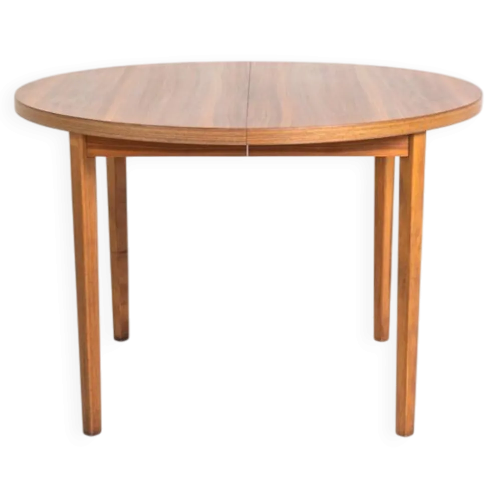Table à manger ronde extensible en noyer, Suède, années 1960