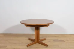 Table à manger ronde extensible en teck des années 1950, Royaume-Uni