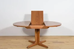 Table à manger ronde extensible en teck des années 1950, Royaume-Uni