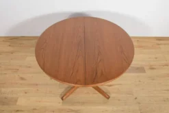 Table à manger ronde extensible en teck des années 1950, Royaume-Uni