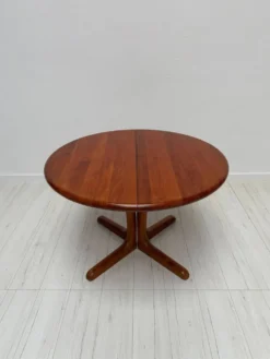 Table à manger ronde extensible en teck danois vintage des années 1970 par Langeskov Møbelfabrik