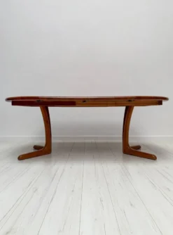 Table à manger ronde extensible en teck danois vintage des années 1970 par Langeskov Møbelfabrik