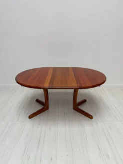 Table à manger ronde extensible en teck danois vintage des années 1970 par Langeskov Møbelfabrik
