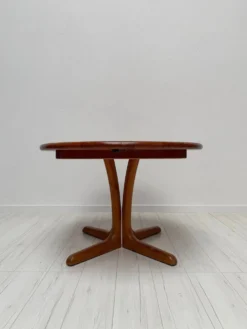 Table à manger ronde extensible en teck danois vintage des années 1970 par Langeskov Møbelfabrik