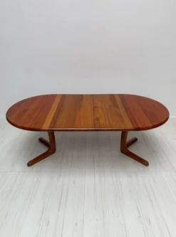 Table à manger ronde extensible en teck danois vintage des années 1970 par Langeskov Møbelfabrik