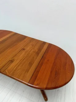 Table à manger ronde extensible en teck danois vintage des années 1970 par Langeskov Møbelfabrik