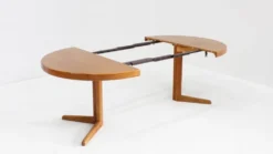 Table à manger ronde extensible vintage en teck par Bramin des années 1960