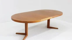 Table à manger ronde extensible vintage en teck par Bramin des années 1960
