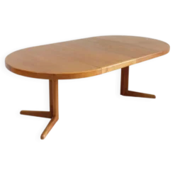 Table à manger ronde extensible vintage en teck par Bramin des années 1960