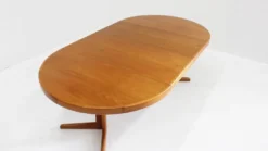 Table à manger ronde extensible vintage en teck par Bramin des années 1960