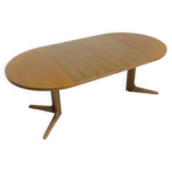 Table à manger ronde extensible danoise vintage des années 1960