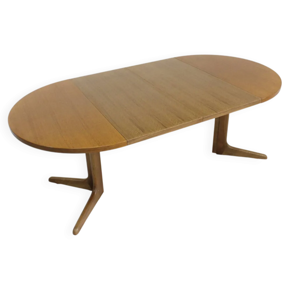 Table à manger ronde extensible danoise vintage des années 1960