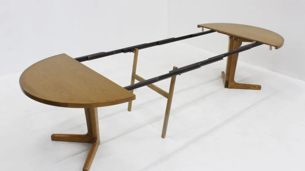 Table à manger ronde extensible danoise vintage des années 1960 XL