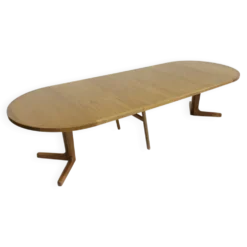Table à manger ronde extensible danoise vintage des années 1960 XL