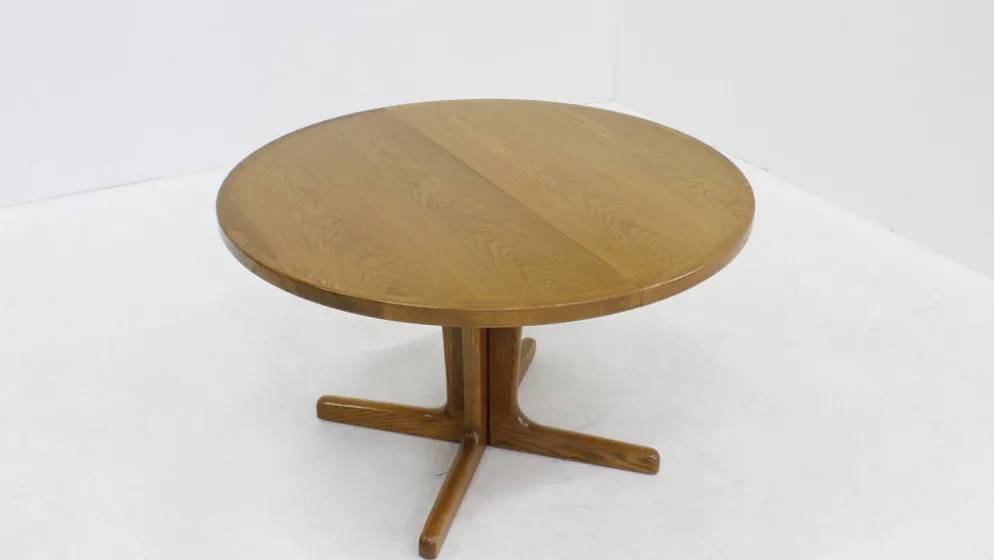 Table à manger ronde extensible danoise vintage des années 1960 XL