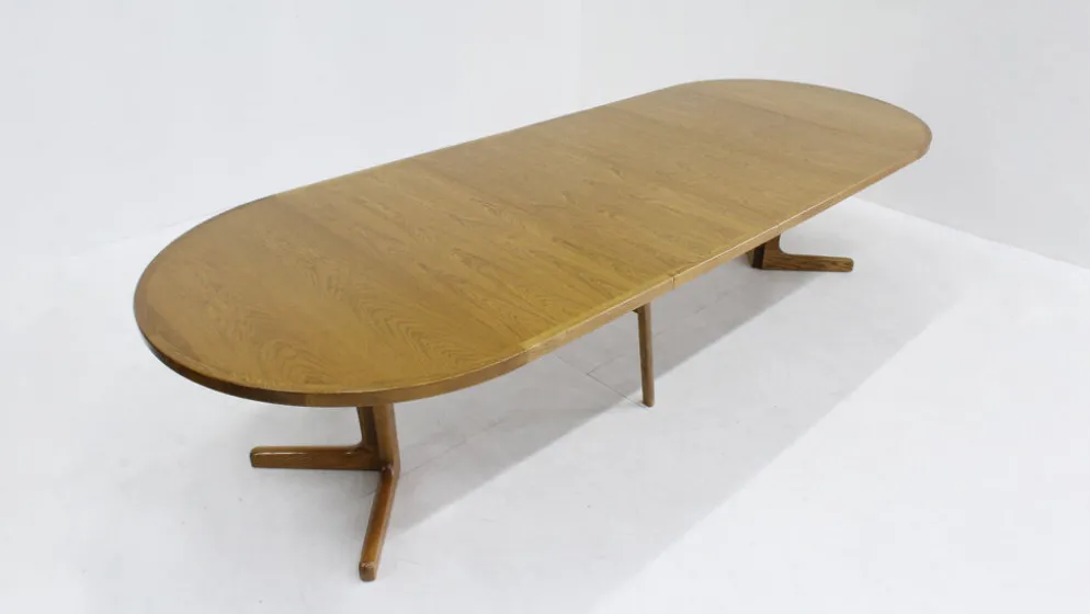 Table à manger ronde extensible danoise vintage des années 1960 XL