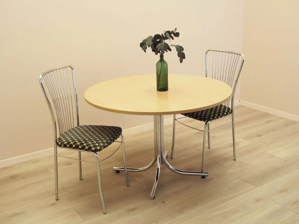 Table à manger ronde italienne sur base en métal, années 1980