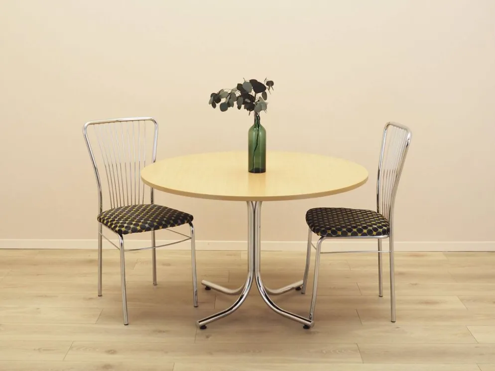 Table à manger ronde italienne sur base en métal, années 1980
