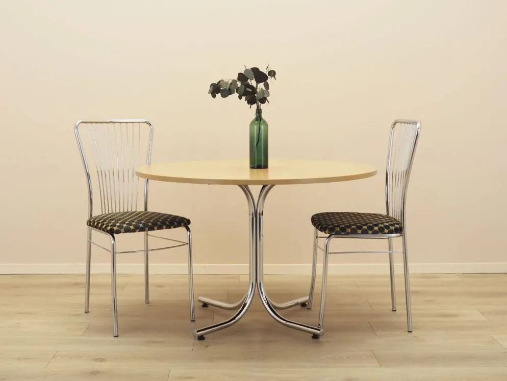 Table à manger ronde italienne sur base en métal, années 1980