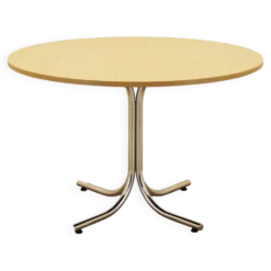 Table à manger ronde italienne sur base en métal, années 1980