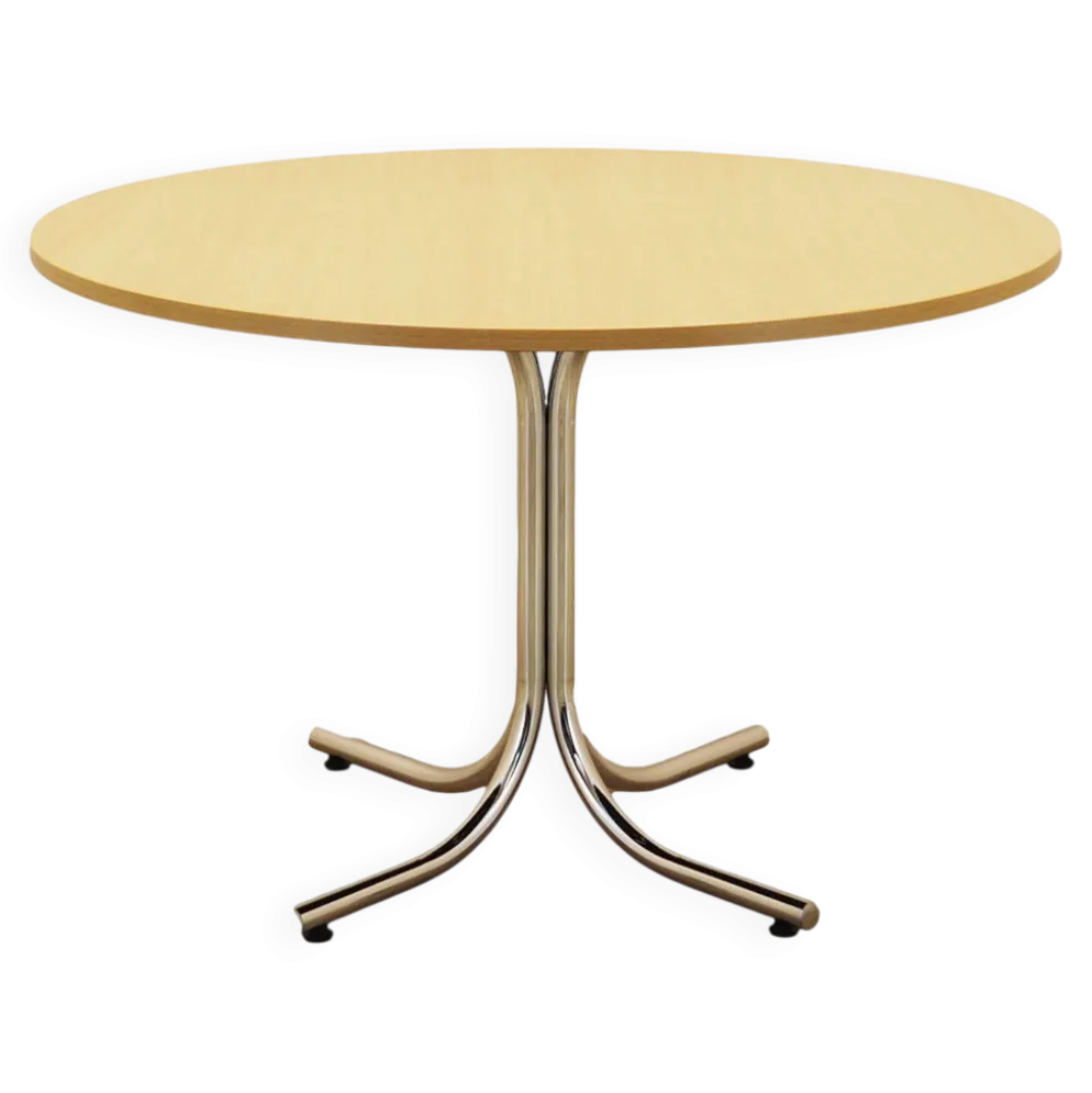 Table à manger ronde italienne sur base en métal, années 1980